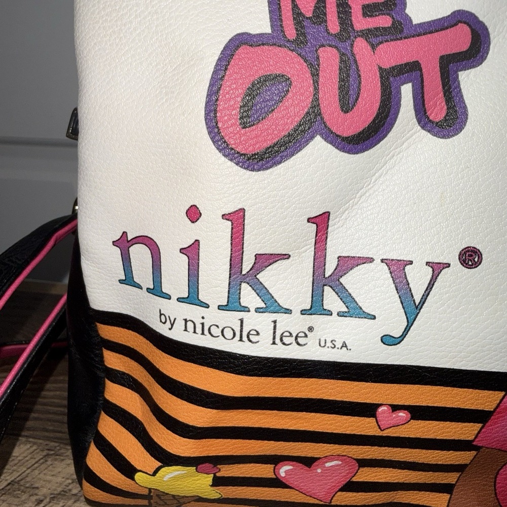 Nikky by Nicole Lee "TAKE ME OUT" Satchel Handbag Graphic Print Pop Art Purse - Picture 4 of 15